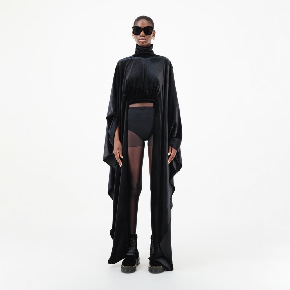 NWT UCHE Velvet Agbada Sleeves Statement Crop Top Size Large